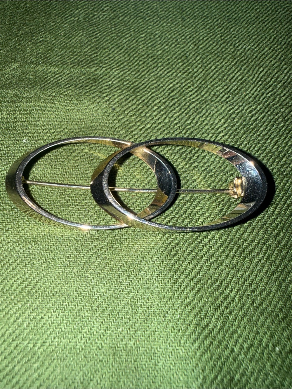 Classic Double Circle Gold-Tone Brooch